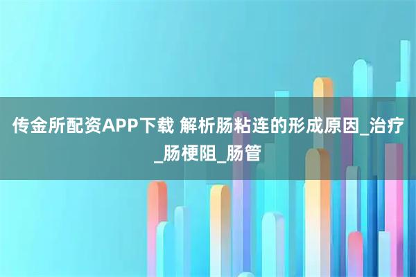 传金所配资APP下载 解析肠粘连的形成原因_治疗_肠梗阻_肠管