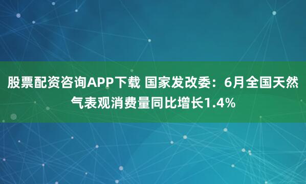 股票配资咨询APP下载 国家发改委：6月全国天然气表观消费量同比增长1.4%