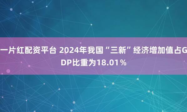 一片红配资平台 2024年我国“三新”经济增加值占GDP比重为18.01％