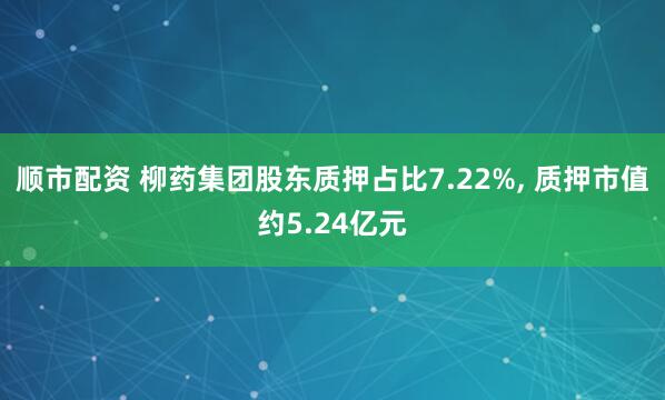 顺市配资 柳药集团股东质押占比7.22%, 质押市值约5.24亿元