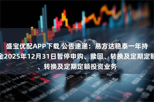 盛宝优配APP下载 公告速递：易方达稳泰一年持有混合基金2025年12月31日暂停申购、赎回、转换及定期定额投资业务
