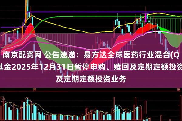 南京配资网 公告速递:易方达全球医药行业混合(QDII)基金2025年12月31日暂停申购、赎回及定期定额投资业务