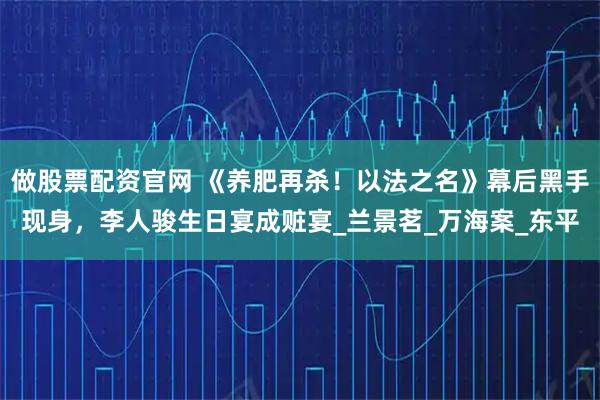 做股票配资官网 《养肥再杀！以法之名》幕后黑手现身，李人骏生日宴成赃宴_兰景茗_万海案_东平